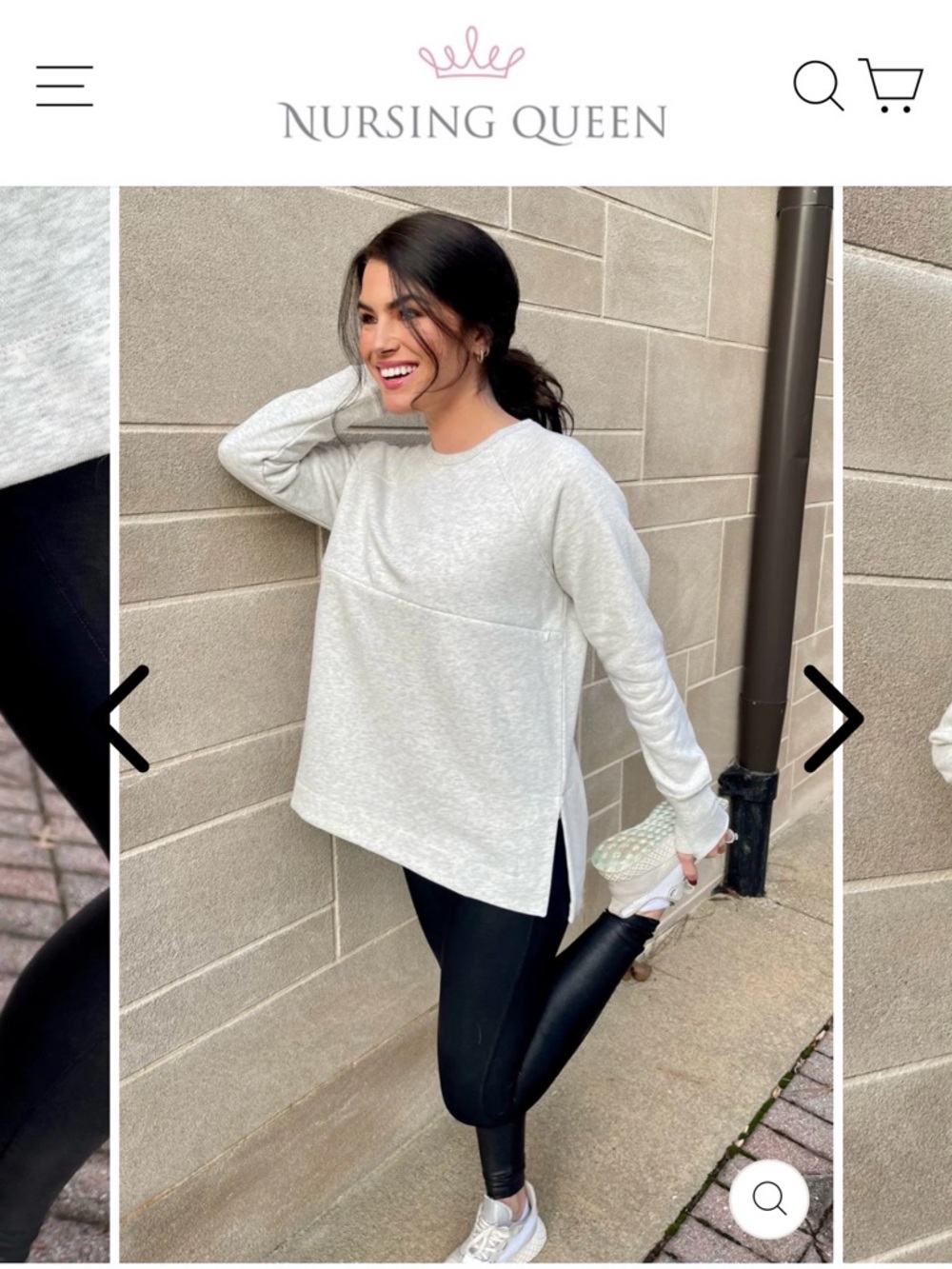 Nursing Queen YOGA NURSING TUNIC SWEATSHIRT-
LIGHT HEATHER GRAY